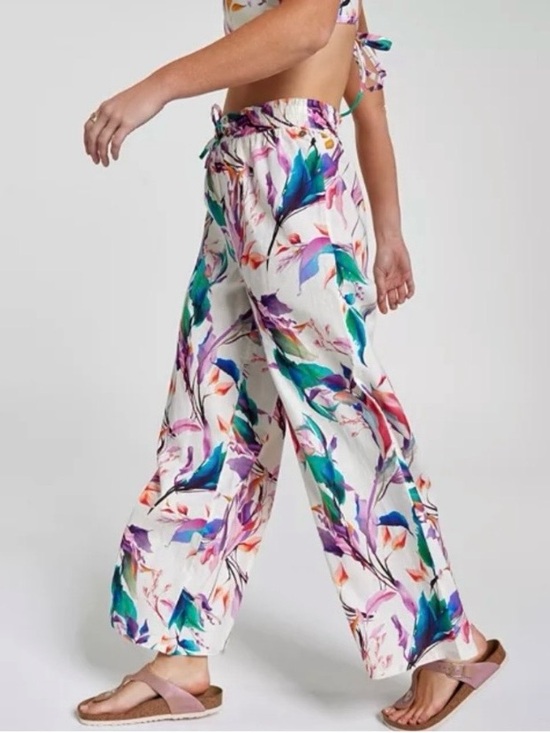 CALIA by Carrie Underwood Pants - Calia Floral Linen Blend Wide Leg Pants - Tropical Palazzo-Size XL